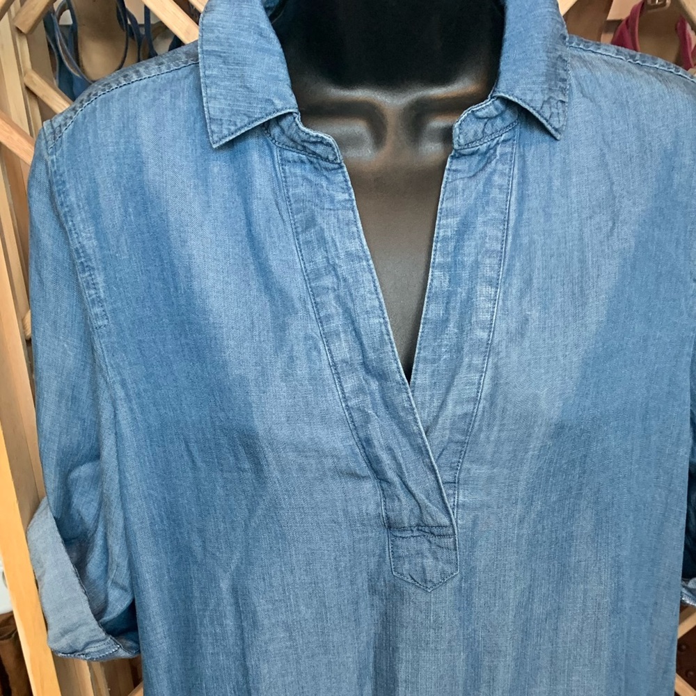 Chelsea & Theodore Chambray Blue Midi Shirt Dress NWOT - Picture 2 of 7